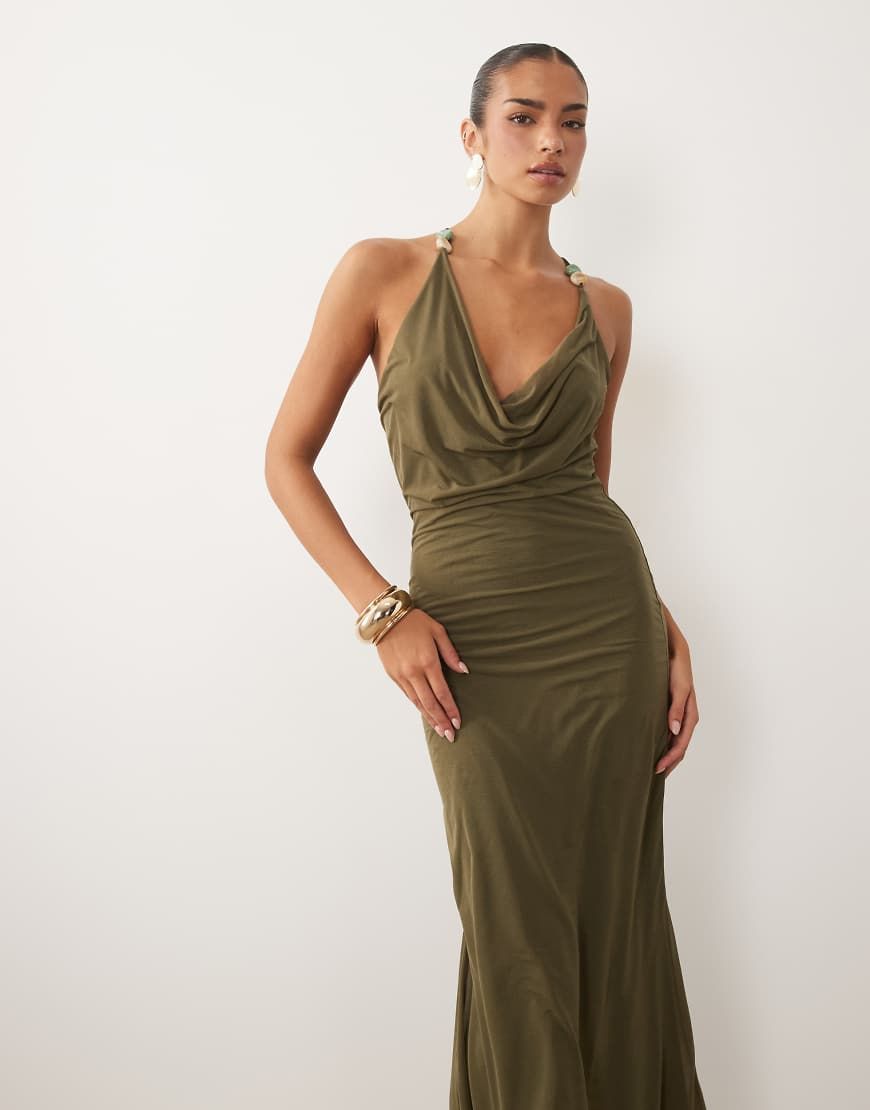 asos green cowl neck dress DESIGN official willy wonka