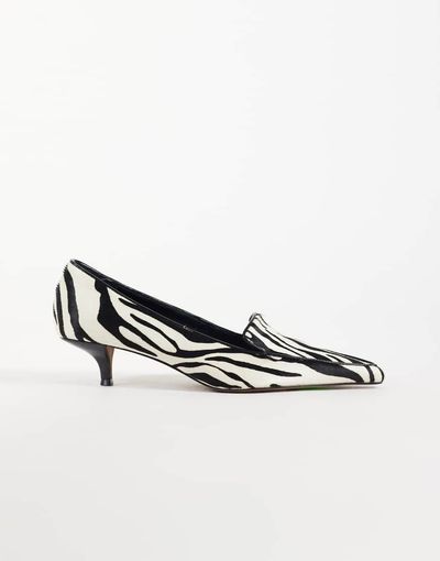 ASOS DESIGN ASOS DESIGN Strike loafer kitten mid heels in zebra-MULTI