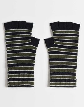 ASOS DESIGN ASOS DESIGN stripe fingerless glove in black and khaki-Gray