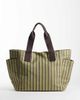 ASOS DESIGN ASOS DESIGN striped canvas multi pocket tote bag in green and chocolate - 1
