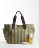 ASOS DESIGN ASOS DESIGN striped canvas multi pocket tote bag in green and chocolate - 2