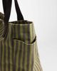 ASOS DESIGN ASOS DESIGN striped canvas multi pocket tote bag in green and chocolate - 3