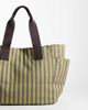 ASOS DESIGN ASOS DESIGN striped canvas multi pocket tote bag in green and chocolate - 4