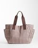 ASOS DESIGN ASOS DESIGN striped canvas multi pocket tote bag in light pink and chocolate - 1