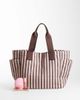 ASOS DESIGN ASOS DESIGN striped canvas multi pocket tote bag in light pink and chocolate - 2