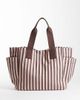 ASOS DESIGN ASOS DESIGN striped canvas multi pocket tote bag in light pink and chocolate - 4
