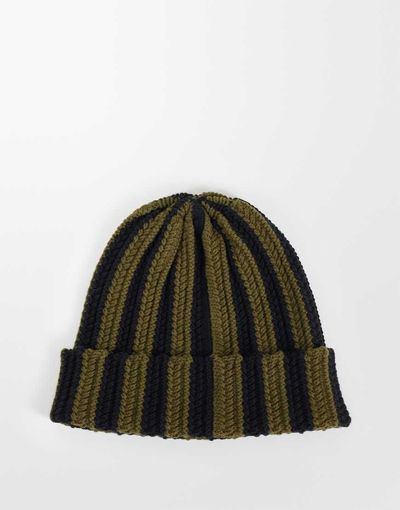 ASOS DESIGN ASOS DESIGN striped crochet beanie in green