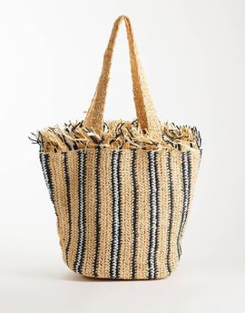 ASOS DESIGN ASOS DESIGN striped fringed-edge tote bag in multi