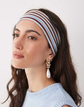 ASOS DESIGN ASOS DESIGN striped jersey headband in blue and brown-Multi
