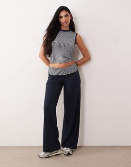 ASOS DESIGN ASOS DESIGN striped rolled waistband pants in navy - part of a set