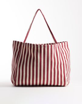 ASOS DESIGN ASOS DESIGN striped textured tote bag in red-Multi