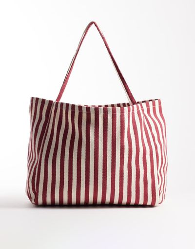ASOS DESIGN ASOS DESIGN striped textured tote bag in red-Multi