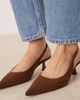 ASOS DESIGN ASOS DESIGN Stroll slingback mid heeled shoes in brown suedette - 3