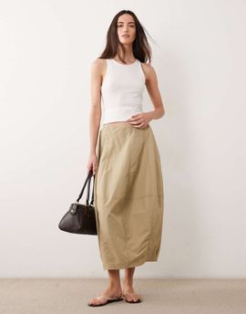 ASOS DESIGN ASOS DESIGN structured cargo barrel midi skirt in dark camel-Brown