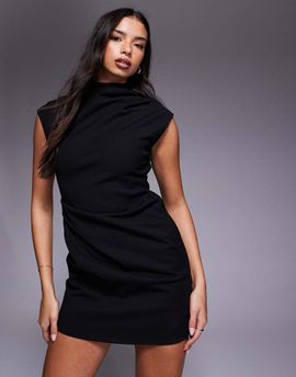 ASOS DESIGN ASOS DESIGN structured high neck mini in black in scuba-style fabric