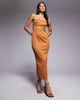 ASOS DESIGN ASOS DESIGN structured pencil midi dress with exposed seaming and corset detail in bronze-Brown - 1