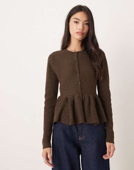 ASOS DESIGN ASOS DESIGN structured peplum hem cardigan in chocolate-Brown