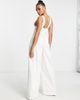 ASOS DESIGN ASOS DESIGN structured plunge wide leg jumpsuit with belt in pinstripe-Multi - 2