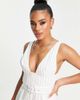 ASOS DESIGN ASOS DESIGN structured plunge wide leg jumpsuit with belt in pinstripe-Multi - 3