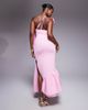 ASOS DESIGN ASOS DESIGN structured ruffle bandeau maxi dress in pink in scuba-style fabric - 3