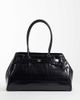 ASOS DESIGN ASOS DESIGN structured tote bag in croc with buckle belt detail in black - 1