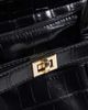 ASOS DESIGN ASOS DESIGN structured tote bag in croc with buckle belt detail in black - 3