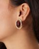 ASOS DESIGN ASOS DESIGN stud earrings with burgundy stone set design in gold tone - 1
