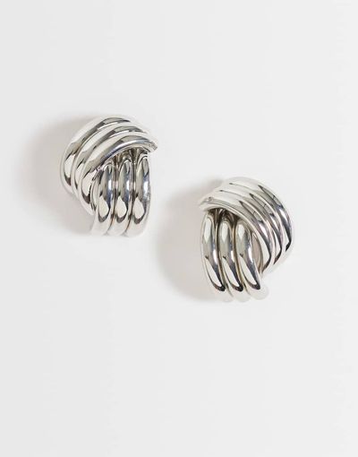 ASOS DESIGN ASOS DESIGN stud earrings with cross-over ridge design in silver tone-Gold