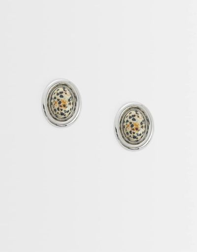 ASOS DESIGN ASOS DESIGN stud earrings with dalmatian stone set design in silver tone
