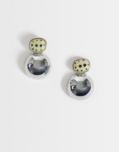 ASOS DESIGN ASOS DESIGN stud earrings with double-drop and faux dalmatian stone in silver tone - SILVER