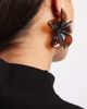 ASOS DESIGN ASOS DESIGN stud earrings with large flower design in chocolate brown - 3