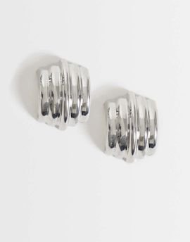 ASOS DESIGN ASOS DESIGN stud earrings with ridge design in silver tone
