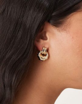 ASOS DESIGN ASOS DESIGN stud earrings with small door-knocker design in gold tone