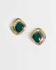 ASOS DESIGN ASOS DESIGN stud earrings with squared-off green stone setting in gold tone - 1