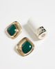 ASOS DESIGN ASOS DESIGN stud earrings with squared-off green stone setting in gold tone - 2