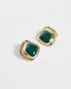 ASOS DESIGN ASOS DESIGN stud earrings with squared-off green stone setting in gold tone - 3