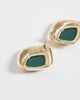 ASOS DESIGN ASOS DESIGN stud earrings with squared-off green stone setting in gold tone - 4