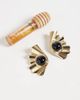 ASOS DESIGN ASOS DESIGN stud earrings with statement half fan design with black detail in gold tone - 2