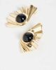 ASOS DESIGN ASOS DESIGN stud earrings with statement half fan design with black detail in gold tone - 3