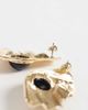 ASOS DESIGN ASOS DESIGN stud earrings with statement half fan design with black detail in gold tone - 4
