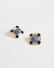 ASOS DESIGN ASOS DESIGN stud earrings with vintage-style design and blue stone setting in gold tone - 3