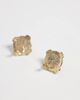 ASOS DESIGN ASOS DESIGN stud earrings with vintage-style design and blue stone setting in gold tone - 4