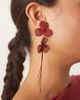 ASOS DESIGN ASOS DESIGN stud wire floral earrings with chain drop tassels in burgundy-Red - 1