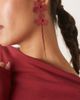 ASOS DESIGN ASOS DESIGN stud wire floral earrings with chain drop tassels in burgundy-Red - 3