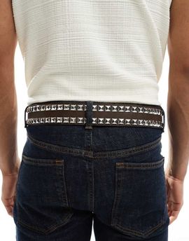 ASOS DESIGN ASOS DESIGN studded belt in brown faux leather