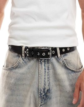 ASOS DESIGN ASOS DESIGN studded belt with crystals in black faux leather
