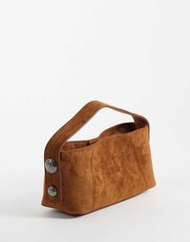 ASOS DESIGN ASOS DESIGN studded faux suede grab bag with detachable crossbody strap in dark tan-Brown