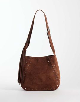 ASOS DESIGN ASOS DESIGN studded tote bag with tassel charm detail in chocolate-Brown