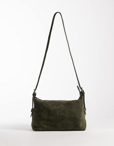 ASOS DESIGN ASOS DESIGN suede adjustable cross body purse in olive green