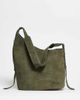 ASOS DESIGN ASOS DESIGN suede asymmetric tote bag with side buckle in olive-Green - 1